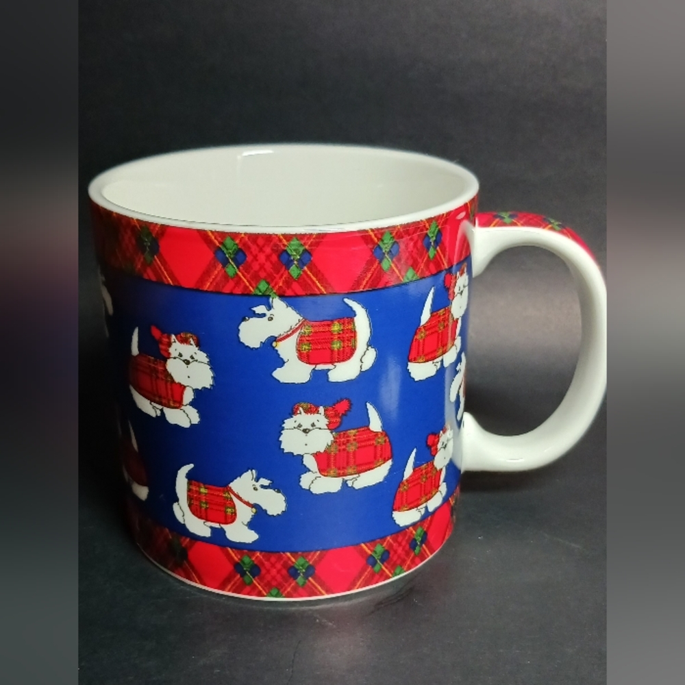 Royal Elfreda: Scottish Terrier Dog Plaid Pattern Christmas Holiday Coffee Mug